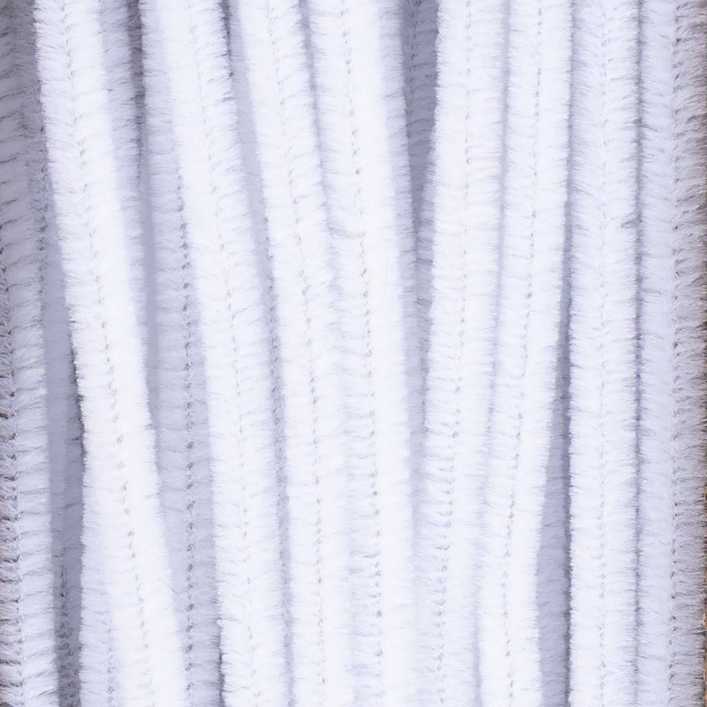 Chenille L 30 cm tykkelse 6 mm  farver hvid - 50 stk.