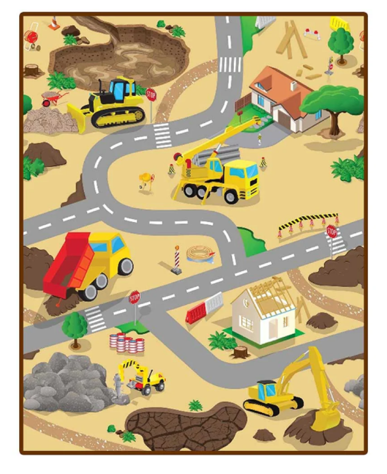 Legetæppe - Byggeplads 120 x 100 cm