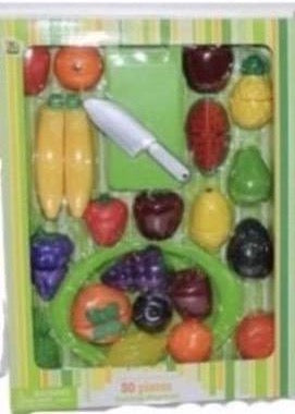 Legemad plast Frugt m. velcro - 30 dele