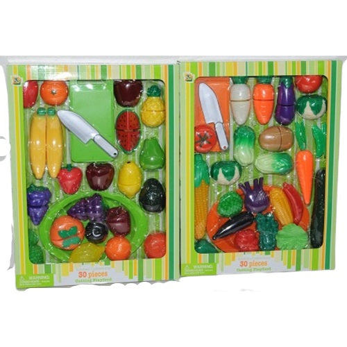 Legemad plast Frugt m. velcro - 30 dele