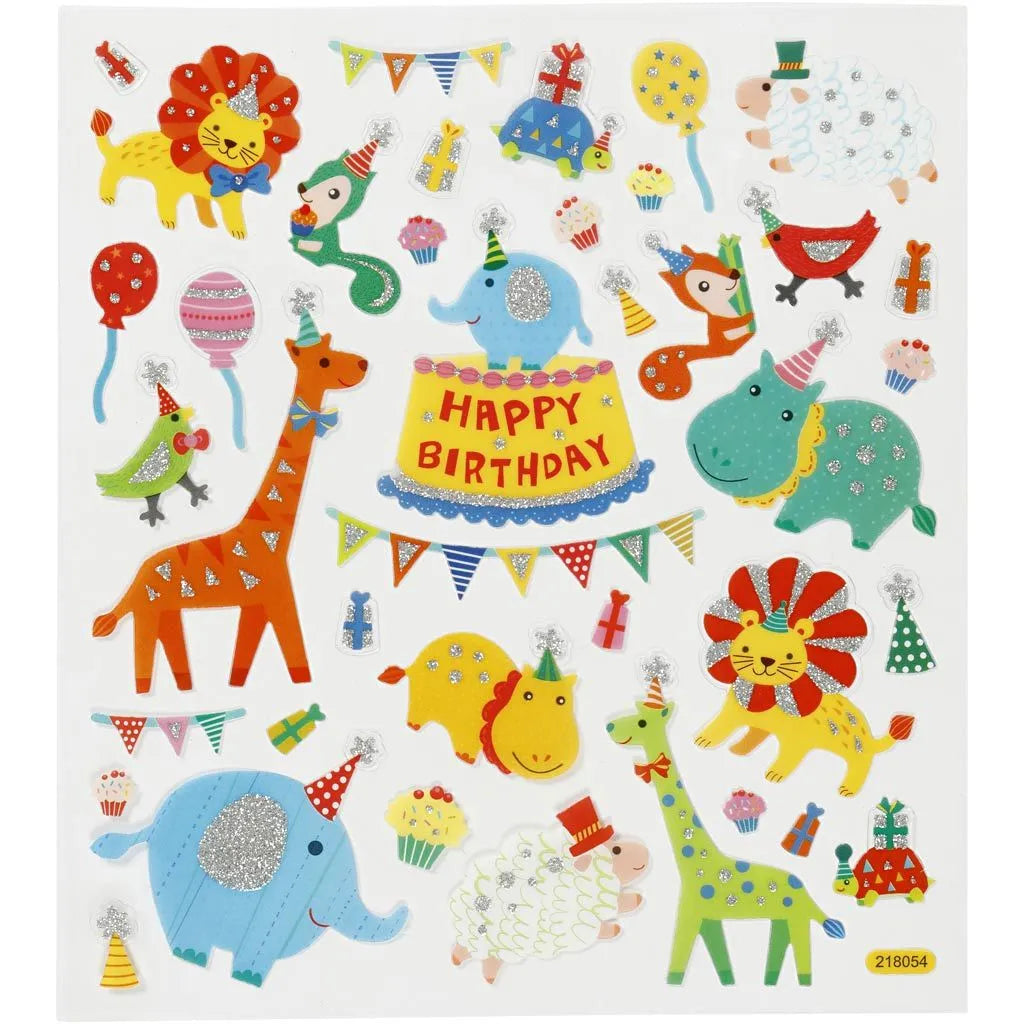 Stickers Dyreorkester/fødselsdag - 15x16,5 cm, 1 ark