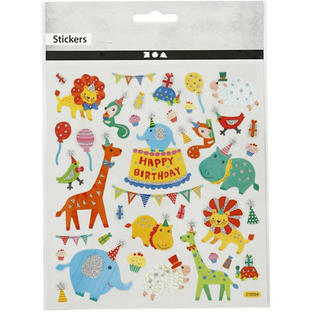 Stickers Dyreorkester/fødselsdag - 15x16,5 cm, 1 ark