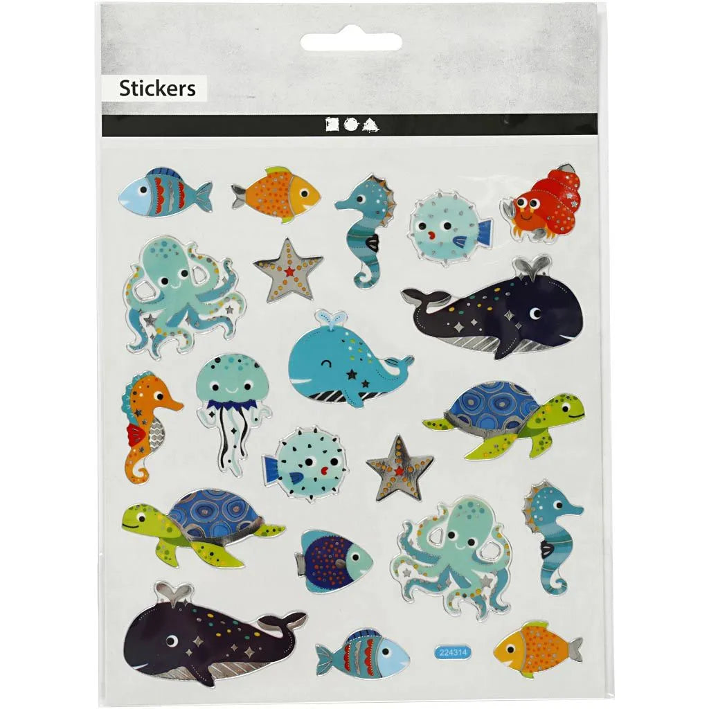 Stickers Havets dyr - 15x16,5 cm, 1 ark
