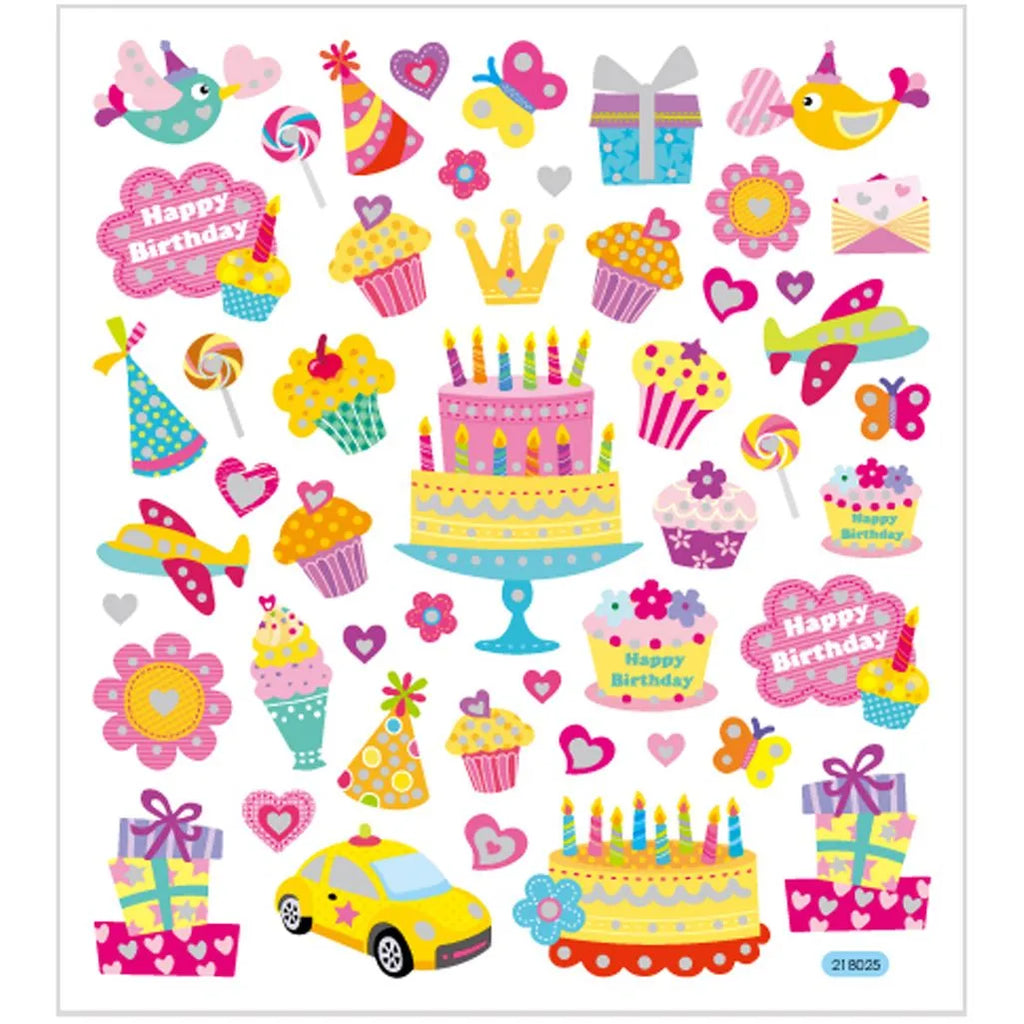 Stickers Fødselsdag - 15x16,5 cm, 1 ark