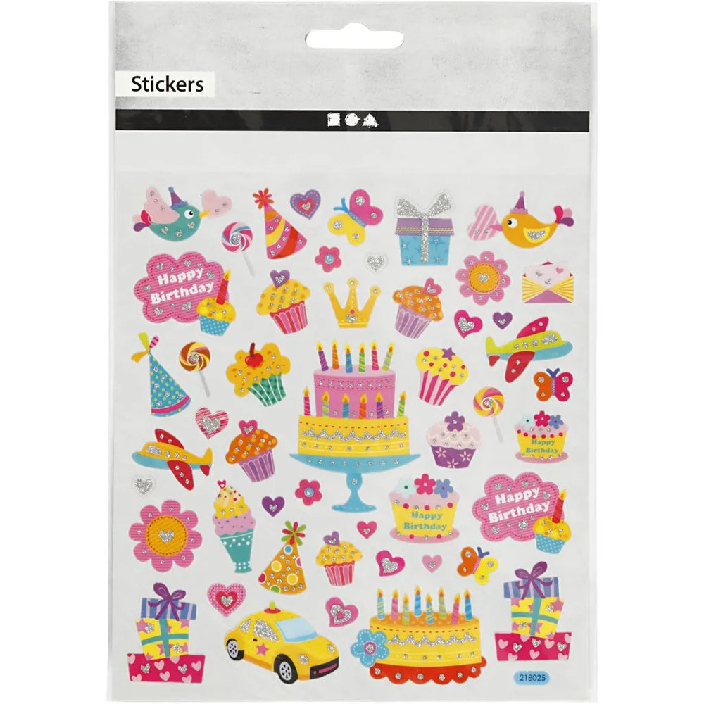 Stickers Fødselsdag - 15x16,5 cm, 1 ark