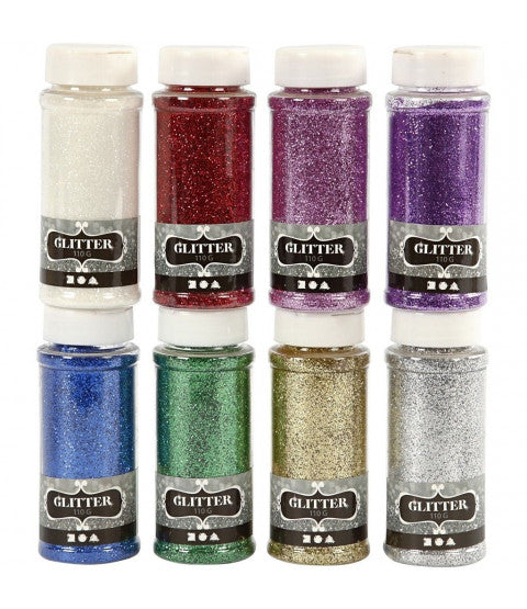 Glitter, 8x110 g, ass. farver