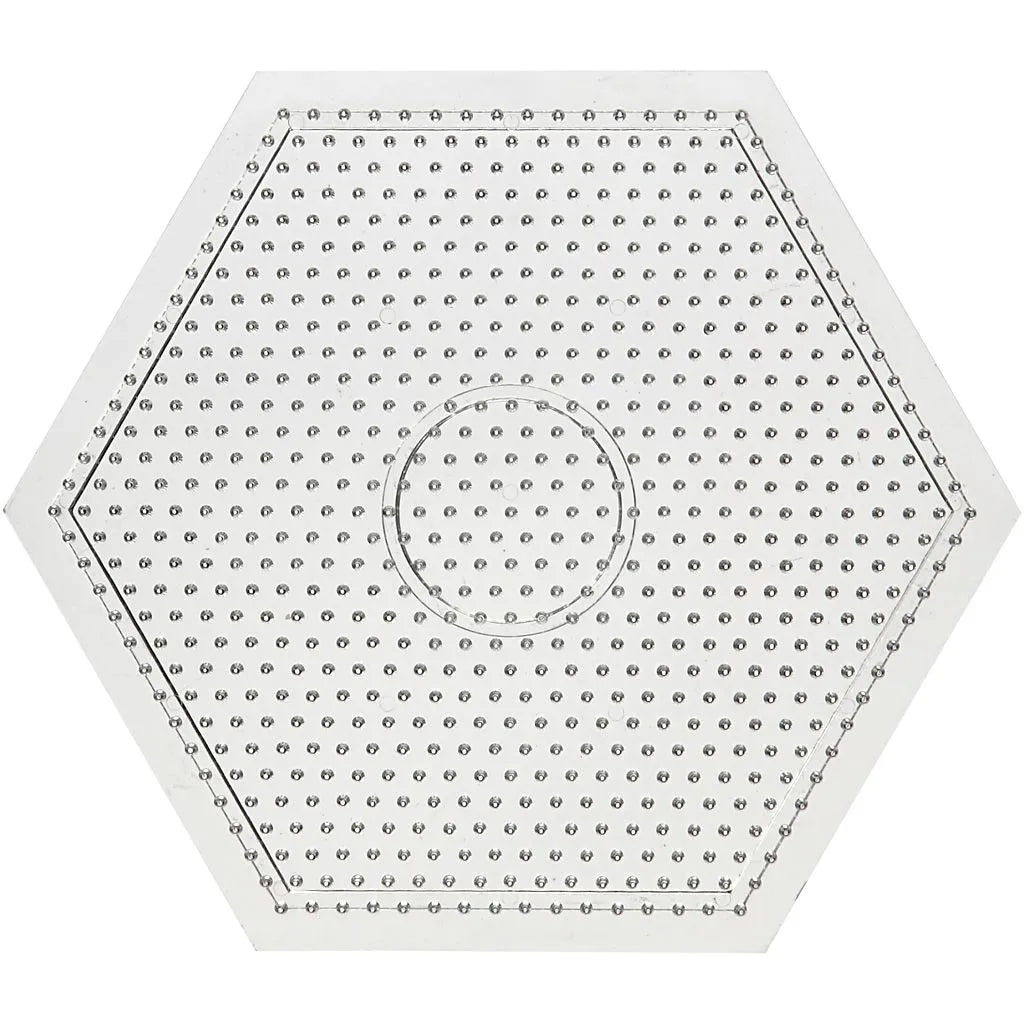 Transparent Perleplade stor sekskant - str. 15x15 cm