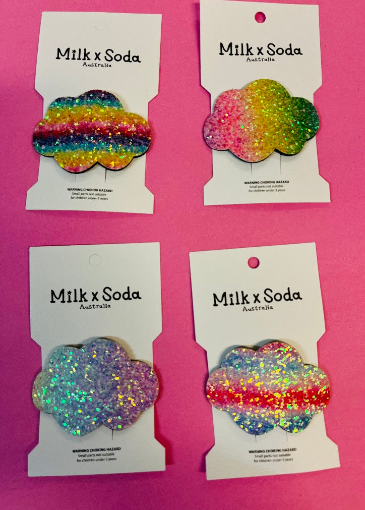Milk x Soda Hårspænde Sky - Multi Glitter Regnbue