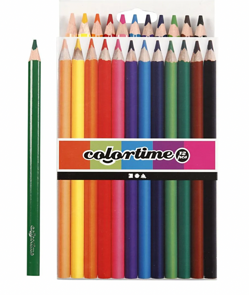 Colortime Farveblyanter Jumbo, L. 17,45 cm, mine 5 mm., ass. farver - 12 stk.