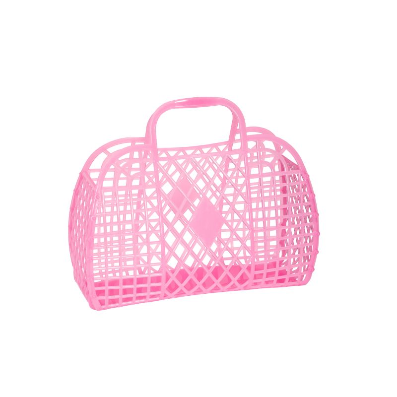 Sun Jellies Retro Basket SMALL -  Neon Pink (Translucent)