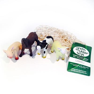 Green Rubber Toys - Bondegårdsdyr - sæt med 4