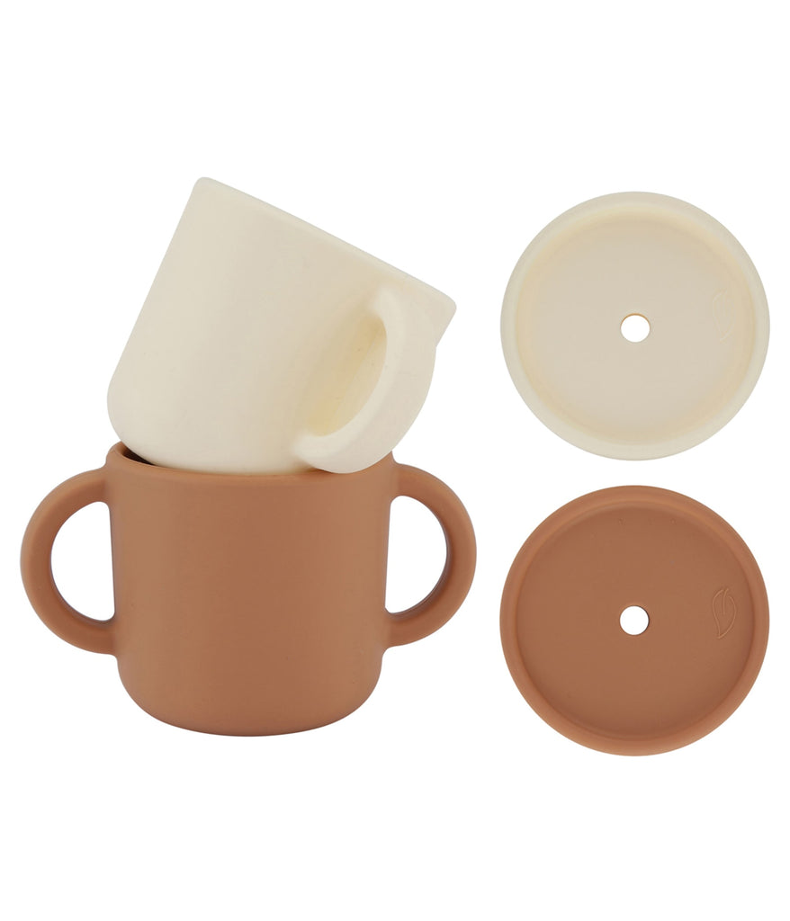 By lille Vilde 2-pak kopper med låg & hank - Terra & Cream